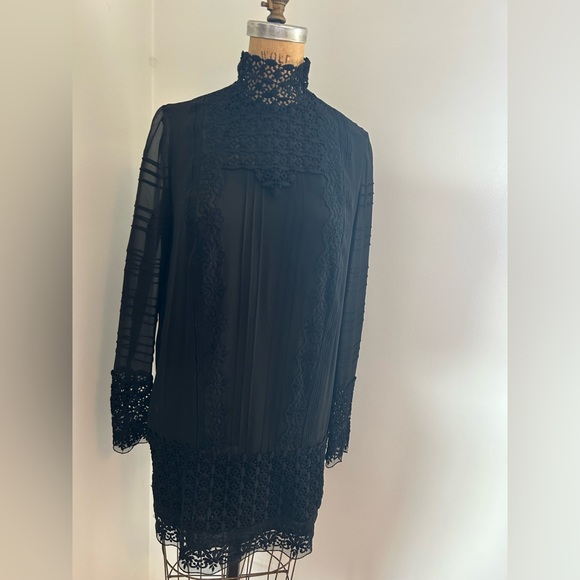 Giambattista Valli black lace mini dress silk 40 XS - Picture 3 of 10